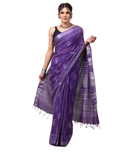 Hand Block Printed Linen Sarees