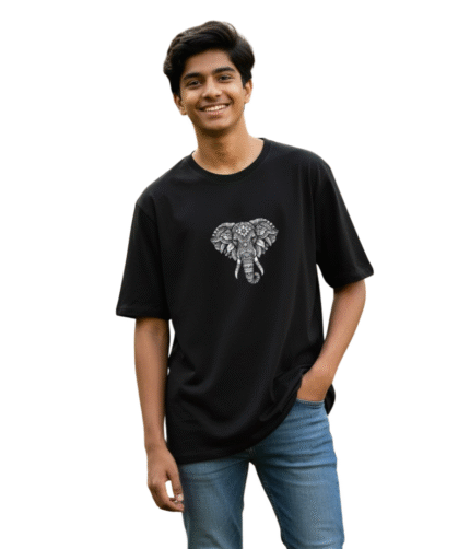 Mens Hip Hop Oversized Elephant Face F&B Grapics T shirt