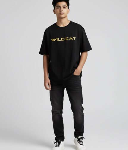 Mens Hip Hop Oversized Wild Cat F&B Design T-shirt