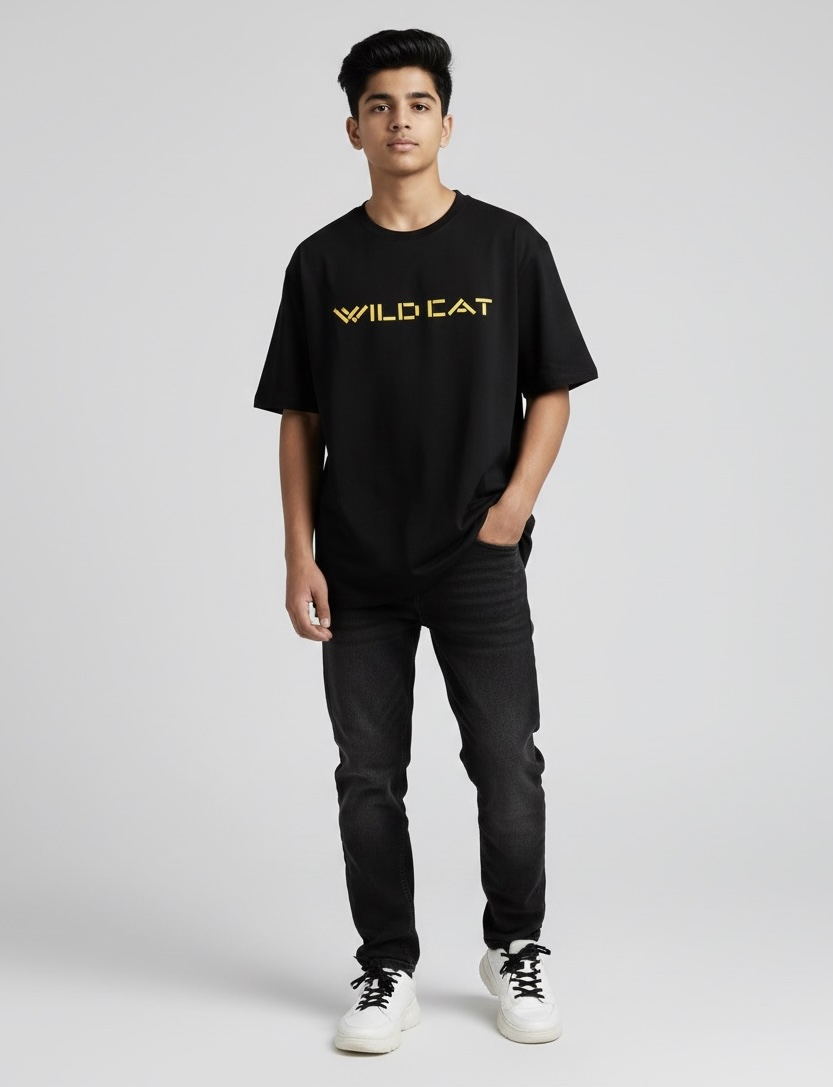 Mens Hip Hop Oversized Wild Cat F&B Design T-shirt