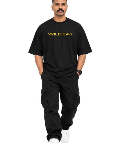 Unisex Oversized Hip Hop 220 GSM Wild Cat Logo F&B Printed T-Shirt