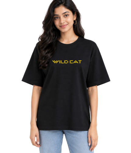 Unisex Oversized Hip Hop T-Shirt – 220 GSM T-Shirt Wild Cat Logo Printed F&B