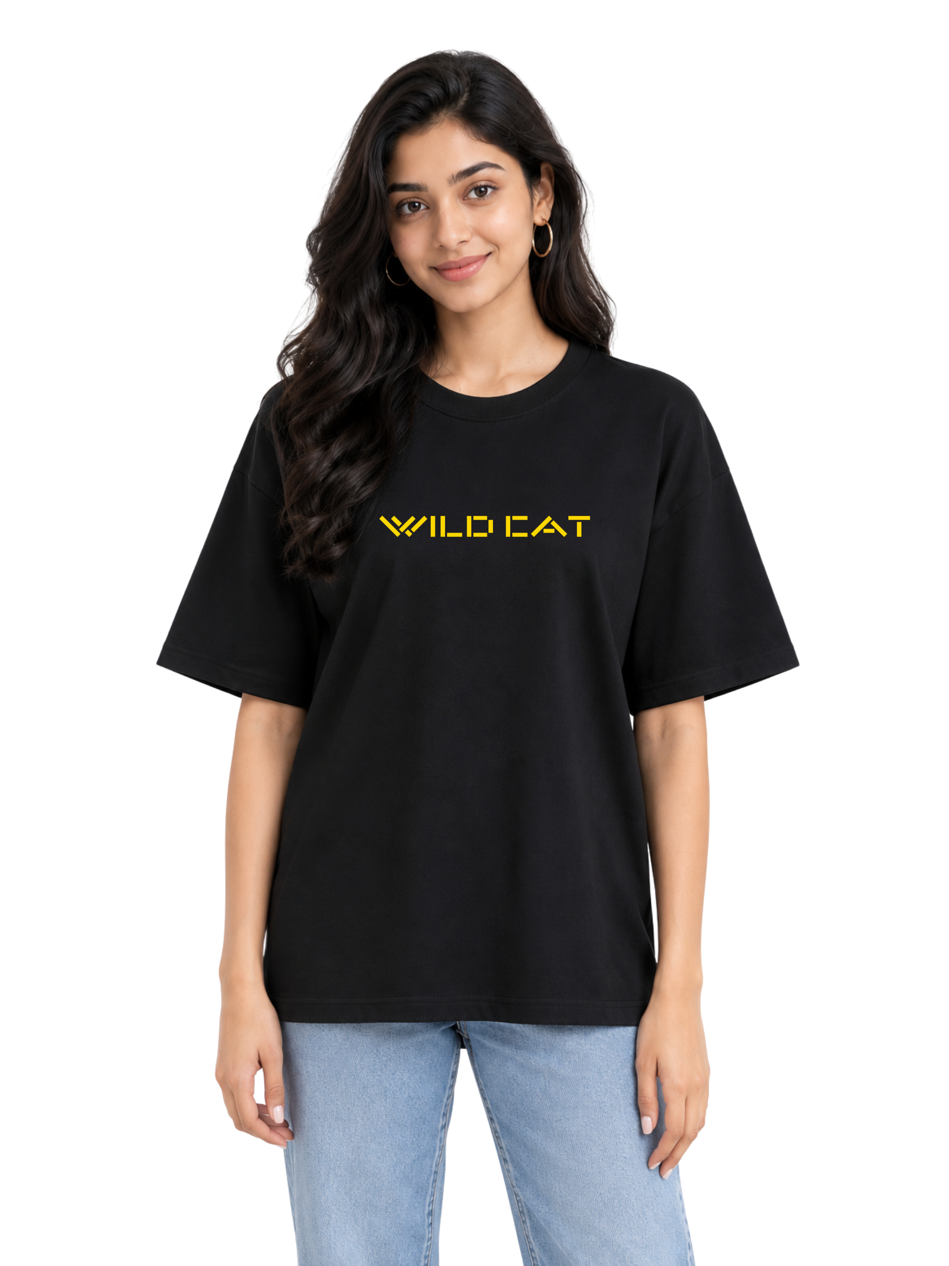 Unisex Oversized Hip Hop T-Shirt – 220 GSM T-Shirt Wild Cat Logo Printed F&B - Image 1