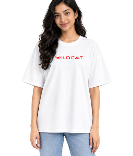 Unisex Oversized Hip Hop T-Shirt – 220 GSM Wild Cat Word Logo Front Printed T-shirt
