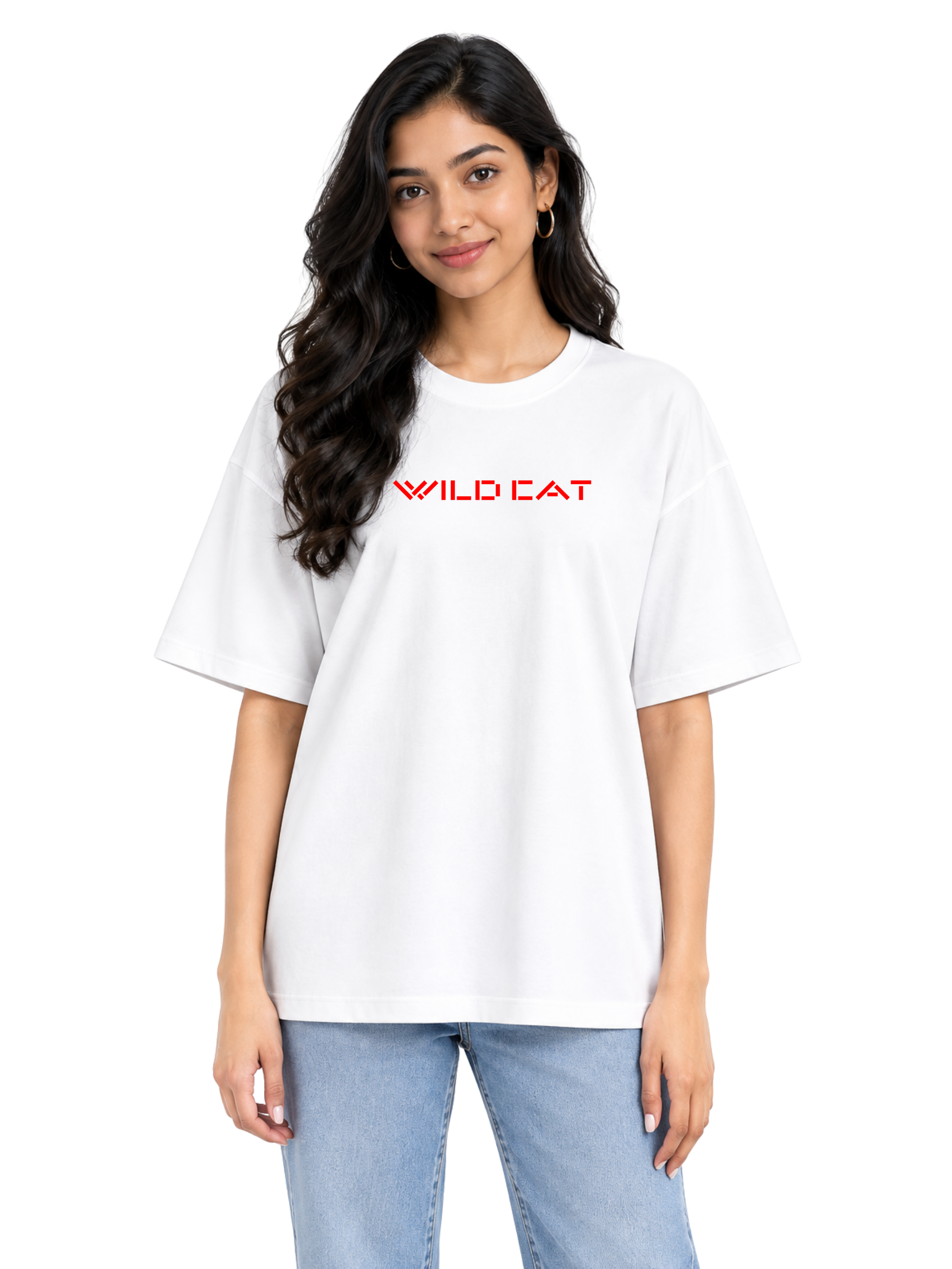Unisex Oversized Hip Hop T-Shirt – 220 GSM Wild Cat Word Logo Front Printed T-shirt - Image 1