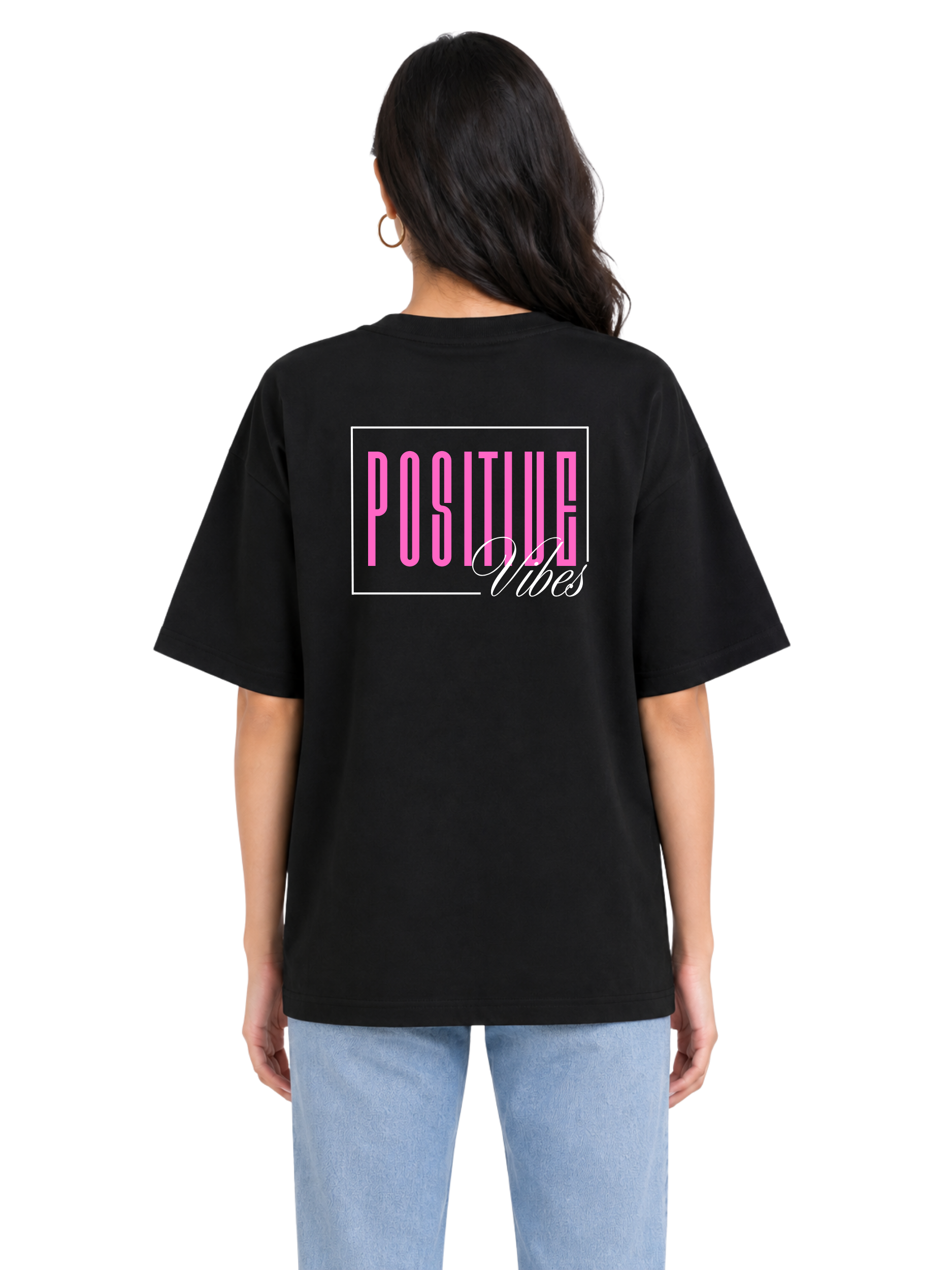 Unisex Oversized Hip Hop T-Shirt – 220 GSM Positive Vibe Front & Back Printed T-shirt - Image 4