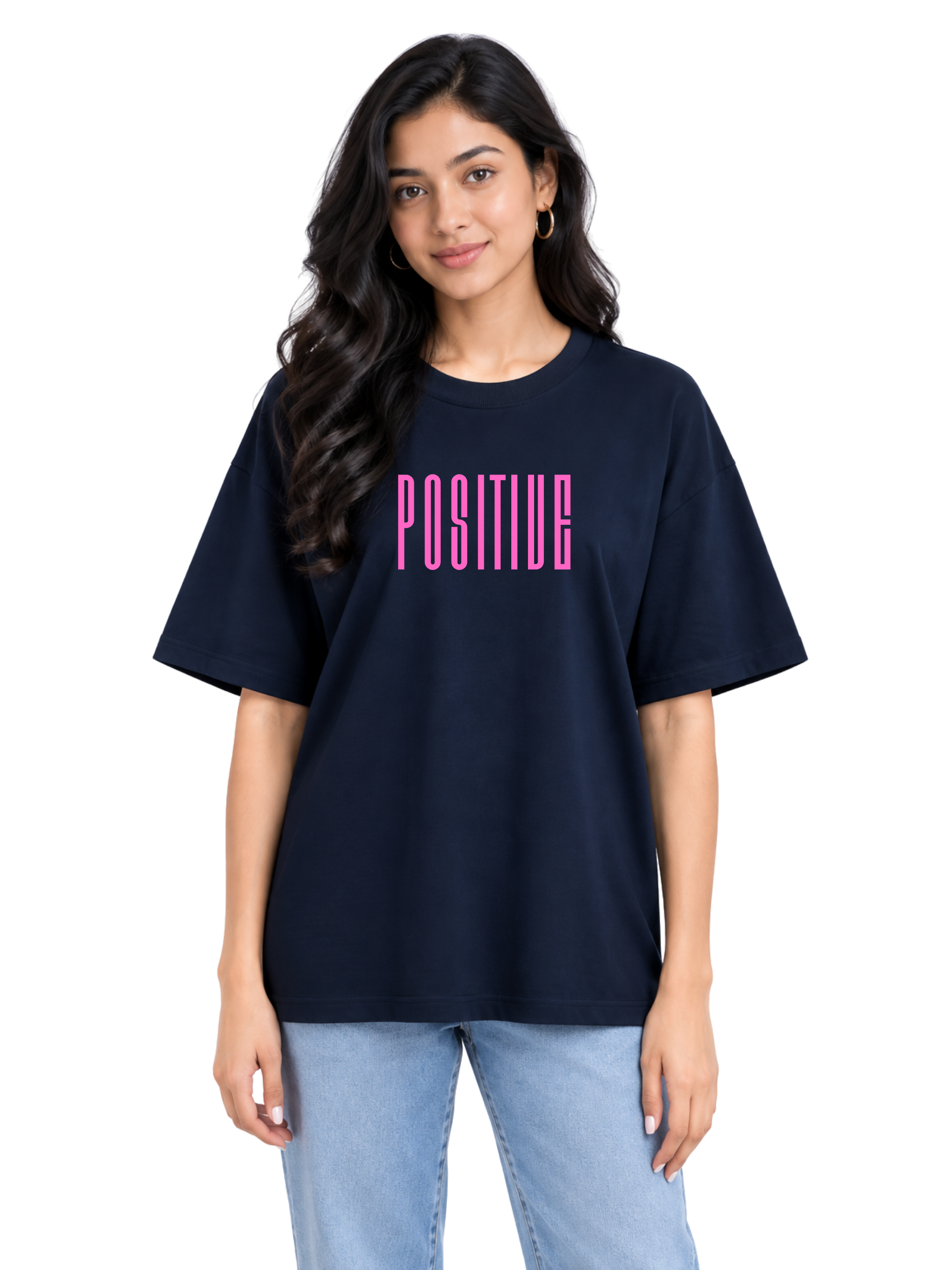 Unisex Oversized Hip Hop T-Shirt – 220 GSM Positive Vibe Front & Back Printed T-shirt