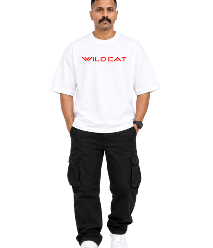 Unisex Oversized Hip Hop 220 GSM Wild Cat Word Logo Front Printed T-shirt.
