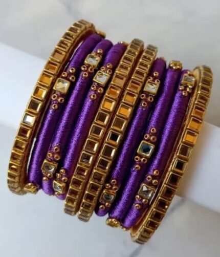 Silk Thread Bangles - 10 nos