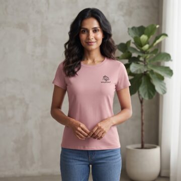 Women’s Wild Cat Logo Chest Printed Round Neck Half Sleeve T-Shirt