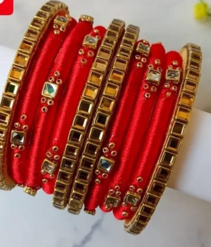 Silk Thread Bangles - 10 nos