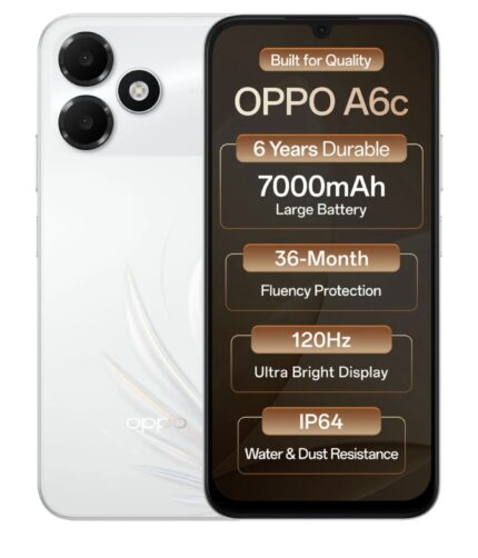 OPPO A6c 4G Smartphone – 4GB RAM, 64GB Storage - Feather White