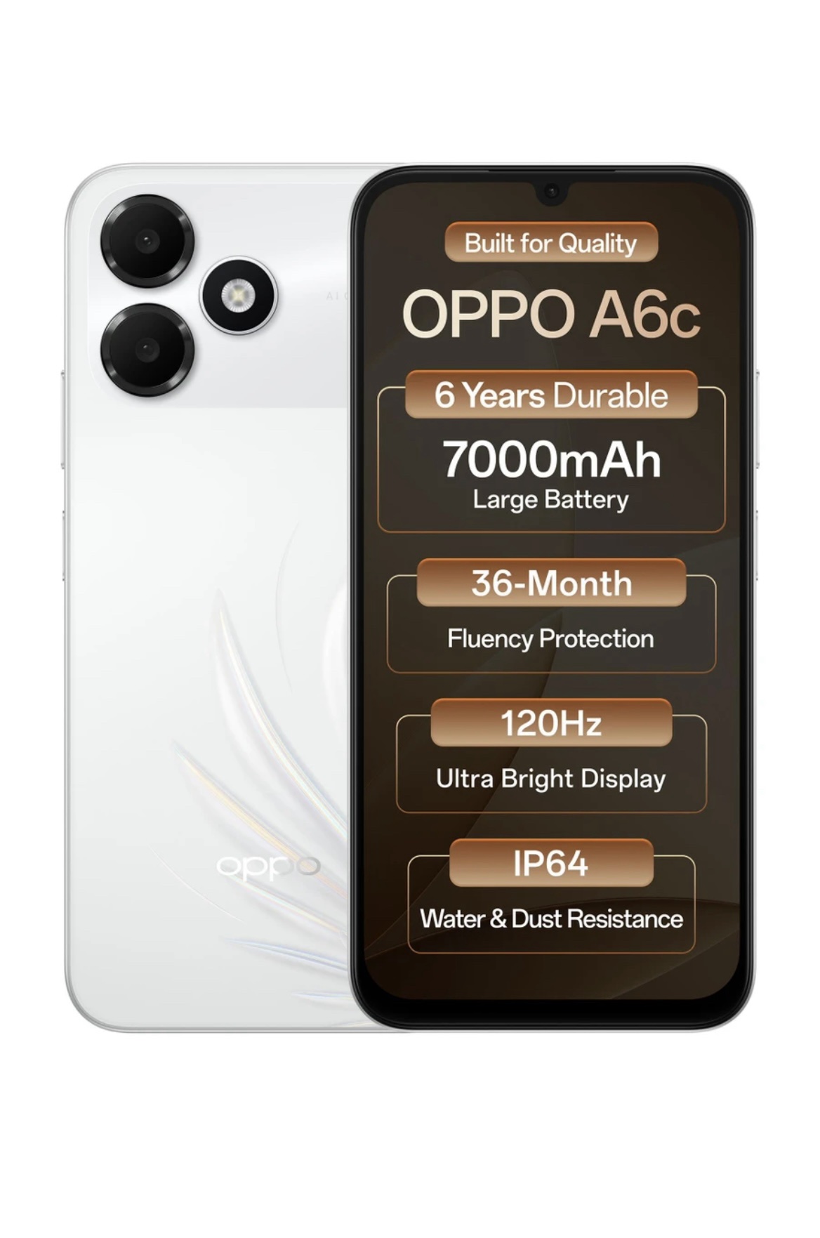 OPPO A6c 4G Smartphone – 4GB RAM, 64GB Storage - Feather White