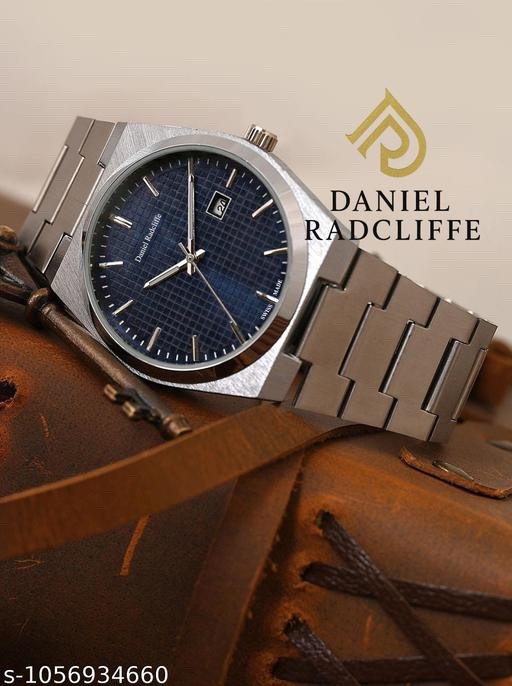 Men's Steel Band Round Shape Buckle Clasp Casual wear Analogue Date Function Watch Silver Color Strap and Dial Blue Color - Image 1