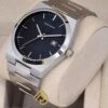 Men's Steel Band Round Shape Buckle Clasp Casual wear Analogue Date Function Watch Silver Color Strap and Dial Blue Color - Thumbnail Image 2