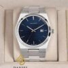 Men's Steel Band Round Shape Buckle Clasp Casual wear Analogue Date Function Watch Silver Color Strap and Dial Blue Color - Thumbnail Image 4