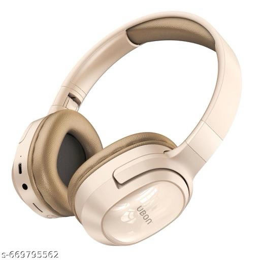 Ubon HP-700 Hip Hop Bluetooth Headphones with 40 Hrs Playtime | Deep Bass | 40 MM Driver |FM Radio, TF Card, Aux | Over The Ear Headphones (CREAM) - Image 1