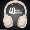 Ubon HP-700 Hip Hop Bluetooth Headphones with 40 Hrs Playtime | Deep Bass | 40 MM Driver |FM Radio, TF Card, Aux | Over The Ear Headphones (CREAM) - Thumbnail Image 4
