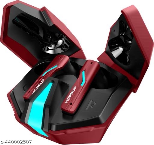 HOPPUP Xo6 Gaming Earbuds with 35MS Low Latency, RGB LED, 13MM DRIVERS & 50H PlayTime Bluetooth (Red, True Wireless) - Image 1
