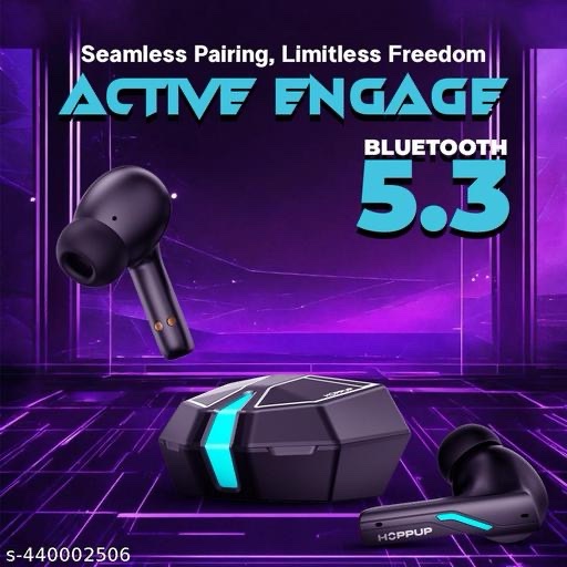 HOPPUP Xo6 Gaming Earbuds with 35MS Low Latency, RGB LED, 13MM DRIVERS & 50H PlayTime Bluetooth (Coal Black, True Wireless) - Image 3