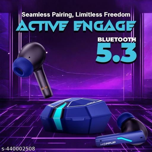 HOPPUP Xo6 Gaming Earbuds with 35MS Low Latency, RGB LED, 13MM DRIVERS & 50H PlayTime Bluetooth (Cobalt Blue, True Wireless) - Image 3