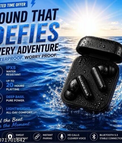 Premium Bluetooth Earbuds with Immersive Sound & Rich Deep Bass | Crystal Clear Calls, Fast Auto Pairing & Smart Touch Sensor | Stylish Comfortable Fit with Long Playback Backup