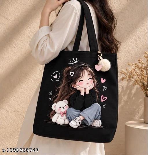 Premium Printed Canvas Tote Bag for Women | Cotton Shoulder Tote with Zipper | Travel, Shopping & Office Bag - Image 1
