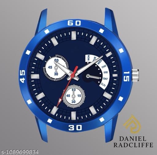 Men Blue Textured Dial PU Strap Analog Watch - Image 3