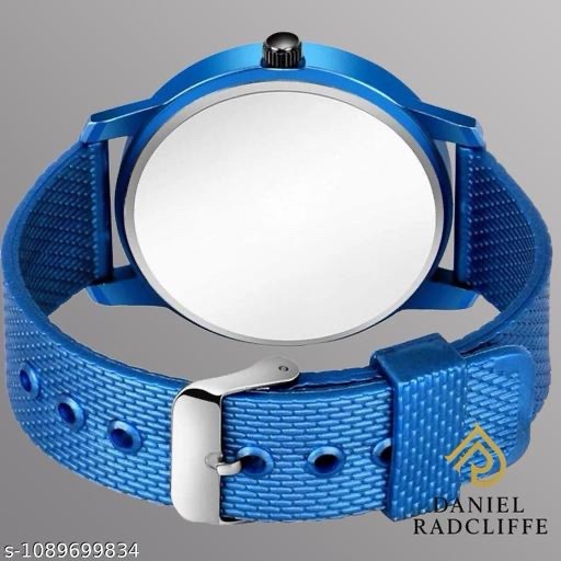 Men Blue Textured Dial PU Strap Analog Watch - Image 4