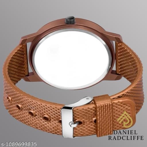 Men Brown Textured Dial PU Strap Analog Watch - Image 4