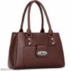 Creeper Women's PU Handbag with 3 Compartments and Zip Closure - Brown - Thumbnail Image 1