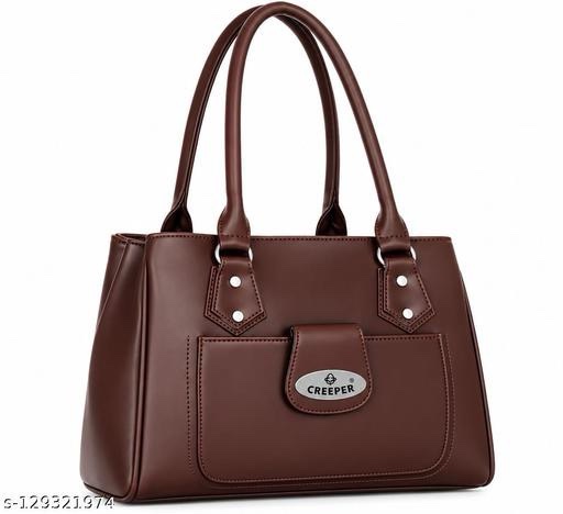 Creeper Women's PU Handbag with 3 Compartments and Zip Closure - Brown