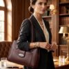 Creeper Women's PU Handbag with 3 Compartments and Zip Closure - Brown - Thumbnail Image 2