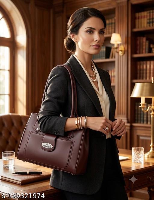 Creeper Women's PU Handbag with 3 Compartments and Zip Closure - Brown - Image 2
