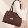 Creeper Women's PU Handbag with 3 Compartments and Zip Closure - Brown - Thumbnail Image 3