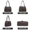 Creeper Women's PU Handbag with 3 Compartments and Zip Closure - Brown - Thumbnail Image 4